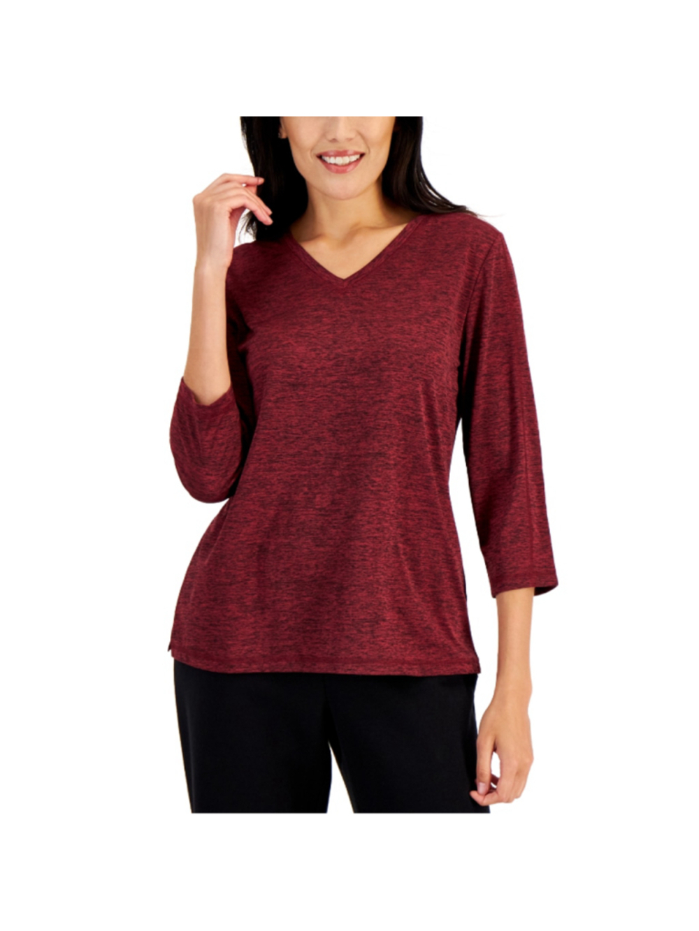 Karen Scott Women's Extra Small Red Sports / Exercise 3/4-Sleeve Top NWT